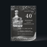 Silver and Black Custom birthday for Him  Invitation<br><div class="desc">Online Silver and Black Custom birthday invites for Him template, 40th Birthday Invites for Him, Black and White Personalized Birthday Invites for Him, Custom Birthday Invites for Boyfriend, ANY AGE This "Silver and Black Custom Birthday Invitation for Him" combines modern elegance with personalized details, making it the perfect choice for...</div>