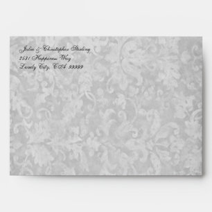 Silver and Black Damask 5 x 7 Invitation Envelope
