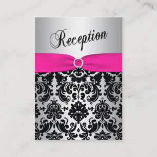Silver and Black Damask Bat Mitzvah Enclosure Card