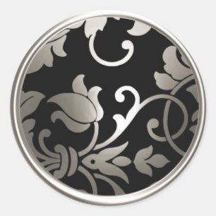 Silver and Black Damask Envelope Seal