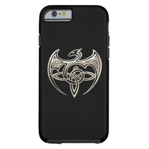 Silver And Black Dragon Trine Celtic Knots Art Tough iPhone 6 Case