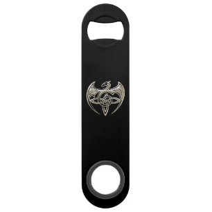 Silver And Black Dragon Trine Celtic Knots Art Speed Bottle Opener