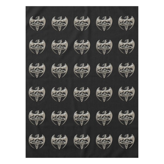 Silver And Black Dragon Trine Celtic Knots Art Tablecloth (Front)