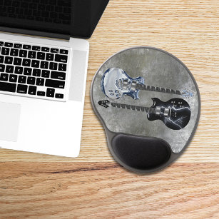 Silver And Black Electric Guitars Gel Mouse Pad
