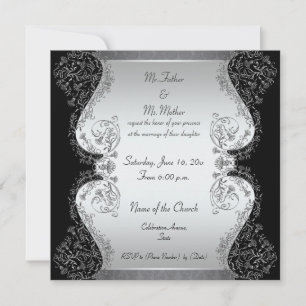 Silver and black Elegant wedding invitations