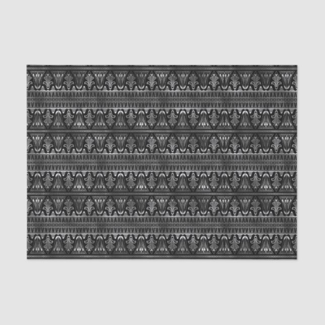 Silver and Black Floral Art Deco Pattern Tissue Paper (Front)