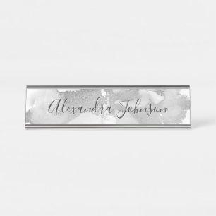 Silver and Black Foil Wash Girly Desk Name Plate