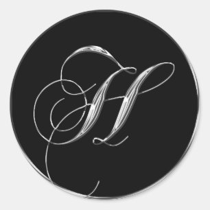 Silver And Black Formal Wedding Monogram H Seal