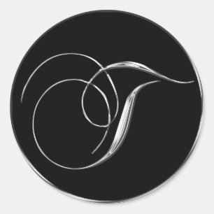 Silver And Black Formal Wedding Monogram T Seal