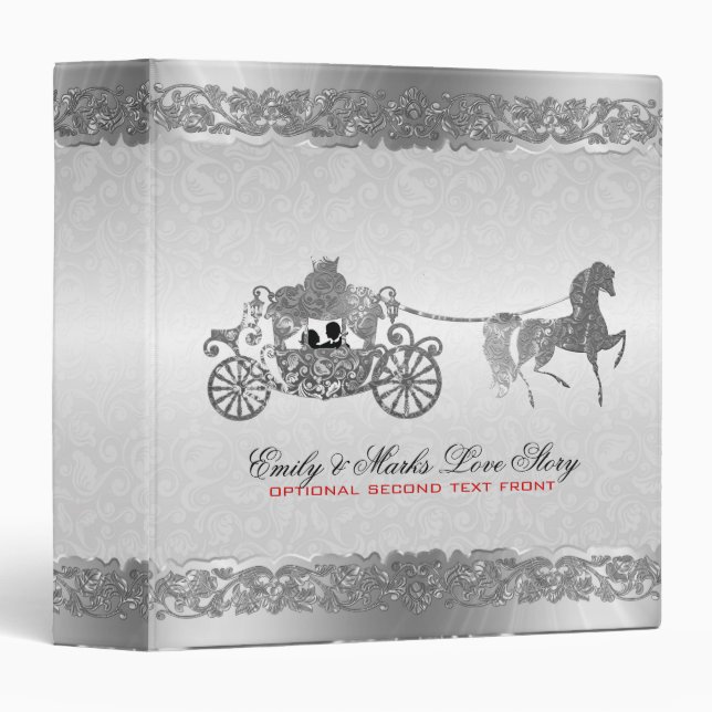 Silver And Black Horse & Carriage Wedding Design 2 Binder (Front/Spine)