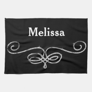 Silver and Black Kitchen Towel