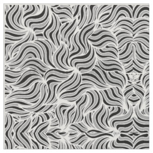 Silver and Black Leaves Fabric