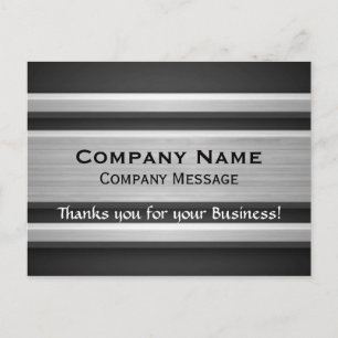 Silver and Black Metal Look Business Thank You Postcard