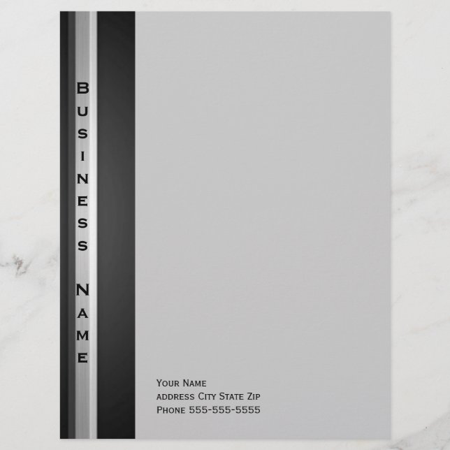Silver and Black Metal Look Letterhead (Front)