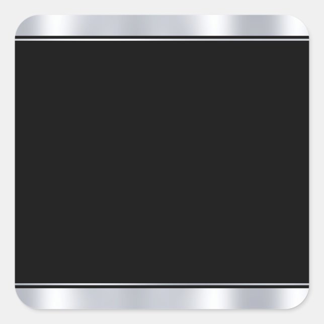 Silver And Black Modern Elegant Blank Template Square Sticker (Front)