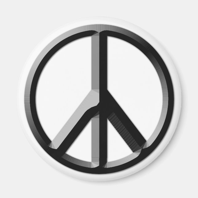 Silver and Black Peace Sign Magnet (Front)