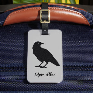 Silver and Black Personalized Luggage Tag   Raven