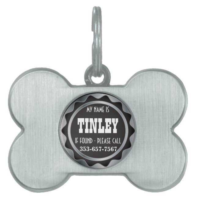 Silver and Black Pet ID Tag (Front)