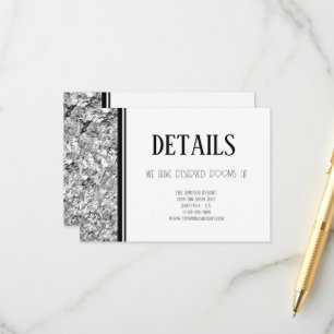 Silver and Black Simple Text Wedding Enclosure Card