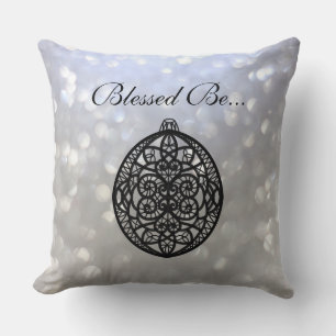 Silver and Black Spiritual Blessed Be... Throw Pillow