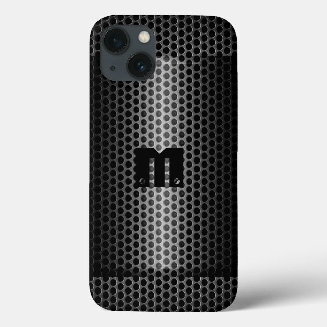 Silver and Black Stainless Steel Metal Hole Case-Mate iPhone Case (Back)