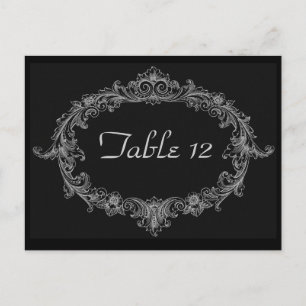 Silver and Black Wedding Reception Table Number Postcard