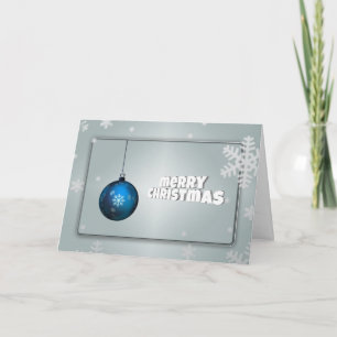 Silver and  Blue Christmas Tree with Ball Holiday Card