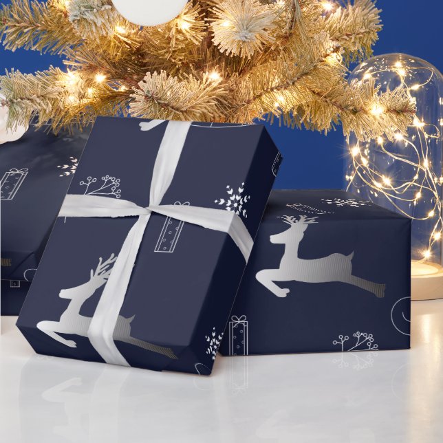 Silver and blue Christmas Wrapping Paper (Holidays)