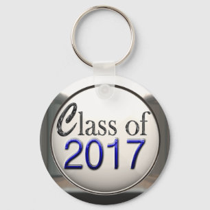 Silver And Blue Class Of 2017 Graduation Keychain