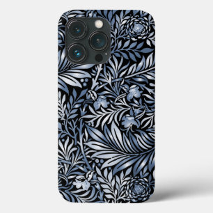 Silver and Blue Leaves And Flowers iPhone 13 Pro Case