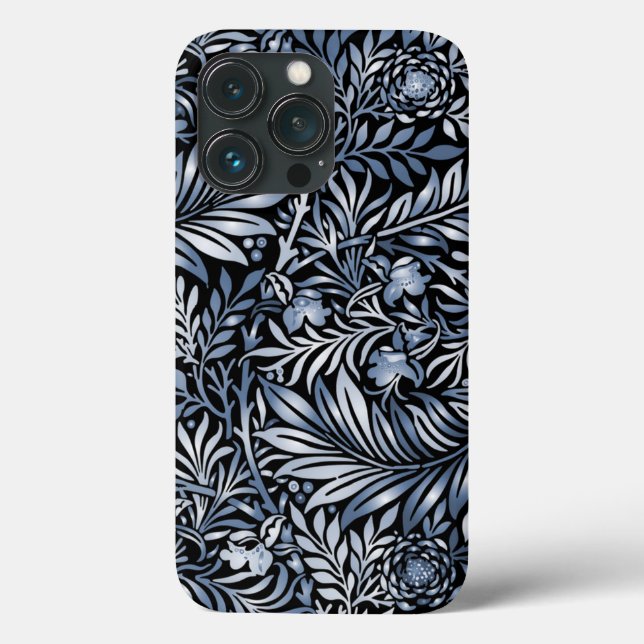 Silver and Blue Leaves And Flowers Case-Mate iPhone Case (Back)