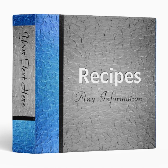 Silver and blue luxury metallic | Recipes binders (Front/Spine)