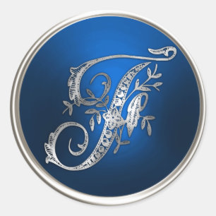 Silver and Blue Monogram F Envelope Seal