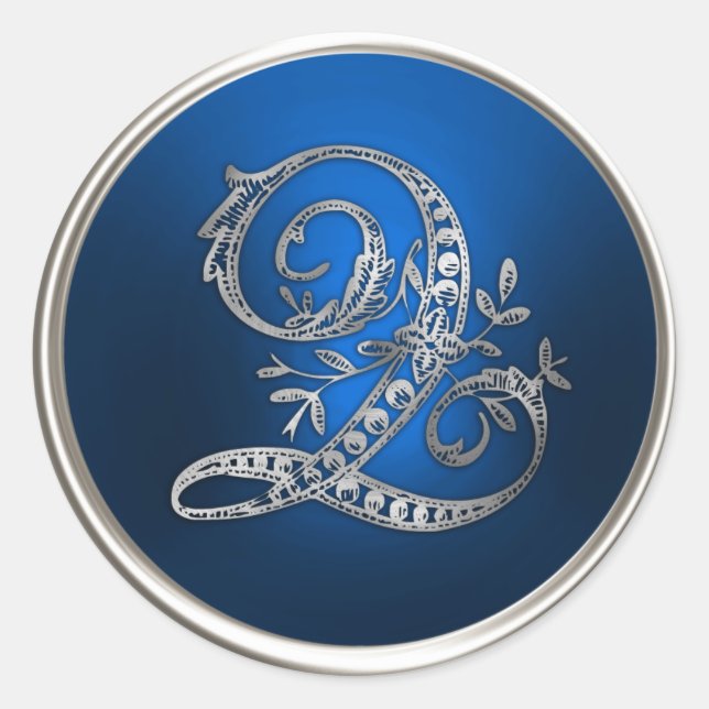 Silver and Blue Monogram Q Envelope Seal (Front)