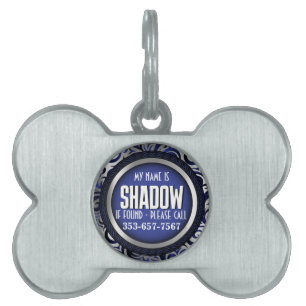 Silver and Blue   Personalize Pet ID Tag