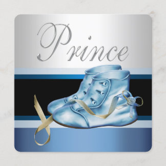 Silver and Blue Prince Baby Shower Invitation