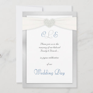 Silver and Blue Winter White Wedding Invitations