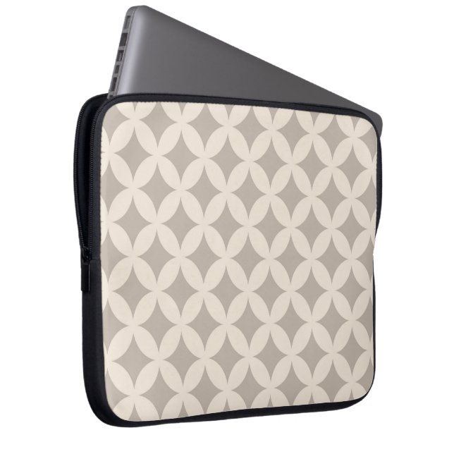 Silver and Cream Geocircle Design Laptop Sleeve (Front Right)