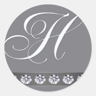 Silver and crystal classic round sticker