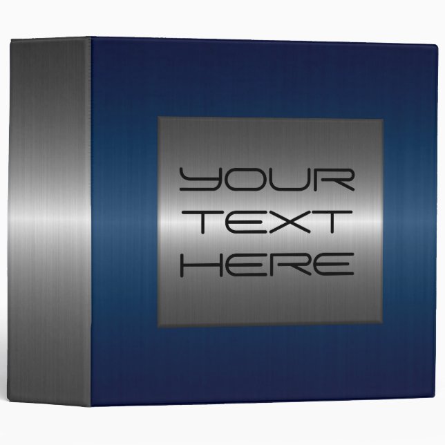 Silver and Dark Blue Stainless Steel Metal Binder (Front/Spine)
