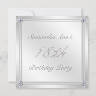 Silver and Diamond Effect 18th Birthday Party Invitation