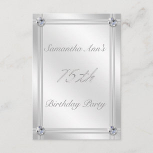 Silver and Diamonds Look 75th Birthday Party Invitation