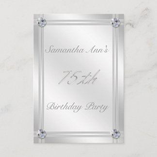 Silver and Diamonds Look 75th Birthday Party Invitation