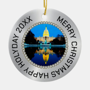 Silver and diamonds Photo Frame US Capital Ceramic Ornament