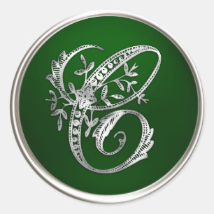 Silver and Emerald Monogram C Envelope Seal