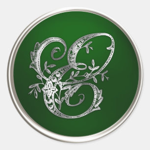 Silver and Emerald Monogram E Envelope Seal