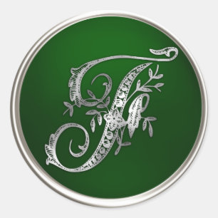Silver and Emerald Monogram F Envelope Seal