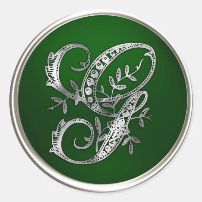 Silver and Emerald Monogram G Envelope Seal (Front)