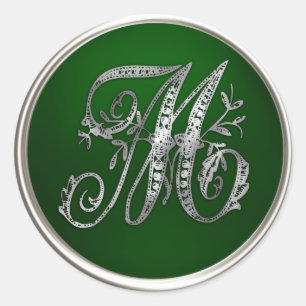 Silver and Emerald Monogram M Envelope Seal