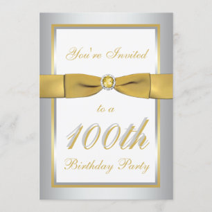 Silver and Gold 100th Birthday Invitation